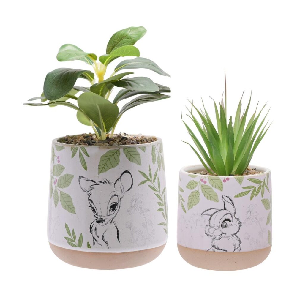 DISNEY - Forest - Bambi - Set de 2 Pots + Fausses Plantes